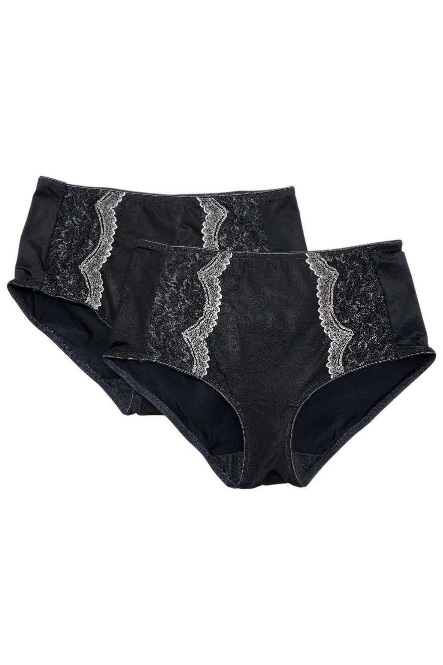 Breezies Women's 2-pack Two-Tone Lace Shimmer Hipster Brief Panty Blk - Regular
